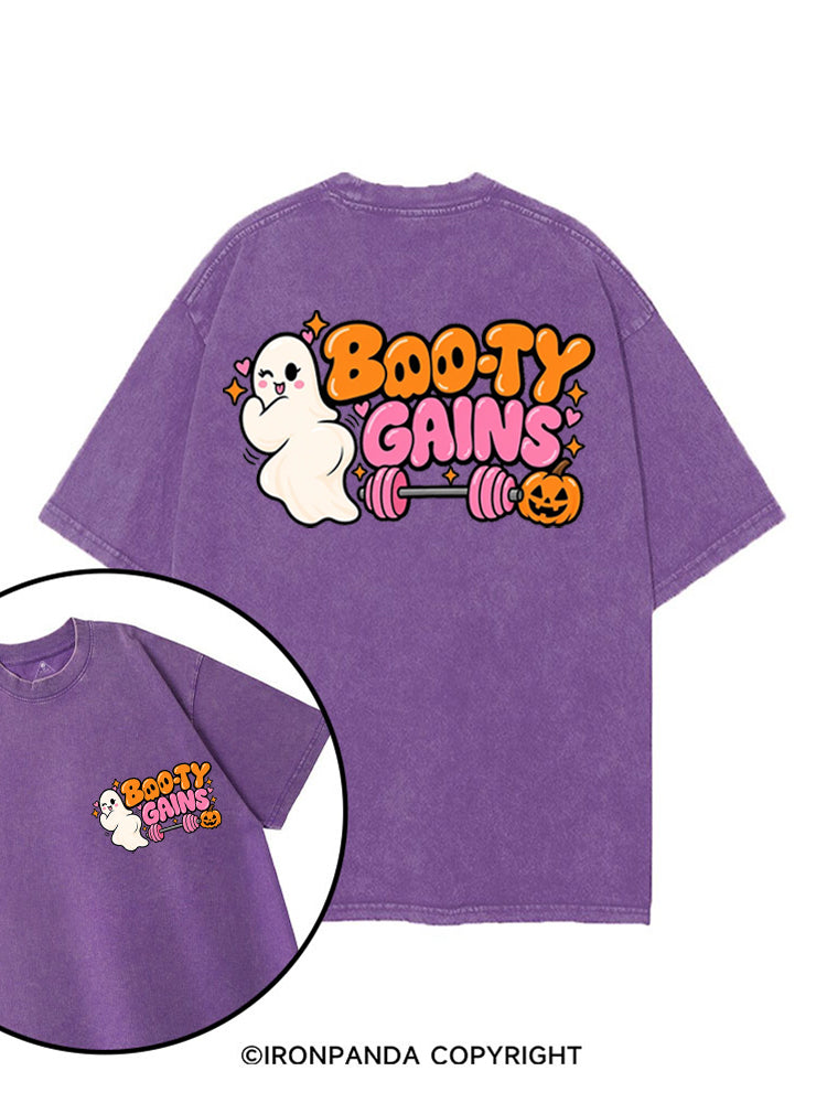 BOO-TY GAINS CUTE GHOST HALLOWEEN printed Gym Shirt