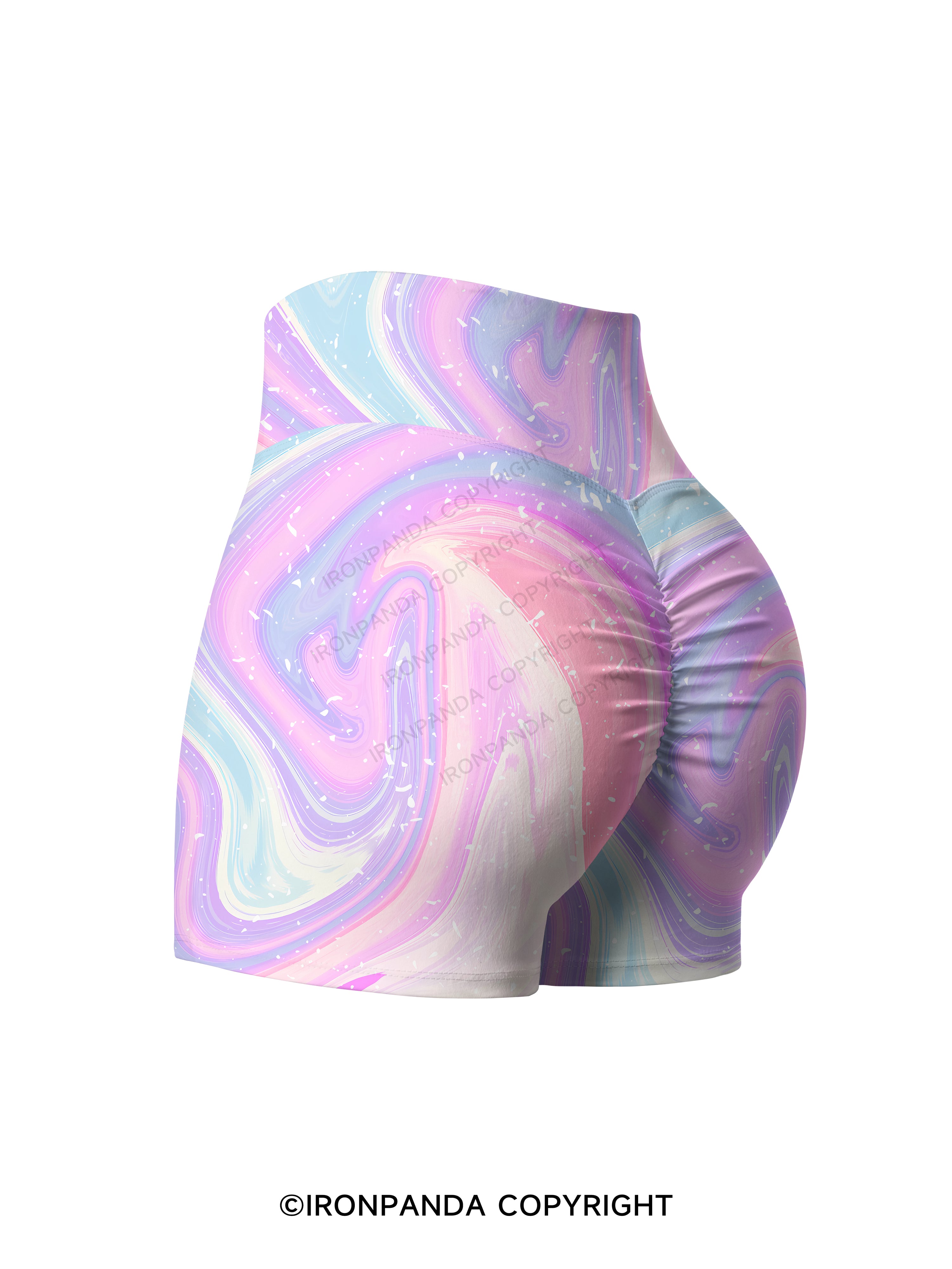 Speckled Pastel Swirl Printed Yoga Shorts