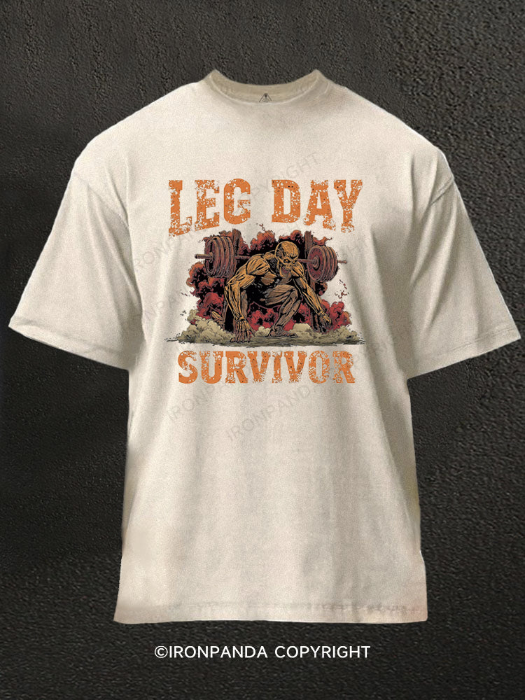 Leg Day Survivor Washed Gym Shirt