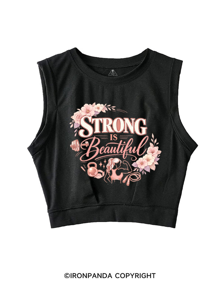 Strong Is Beautiful Floral SLEEVELESS CROP TOPS