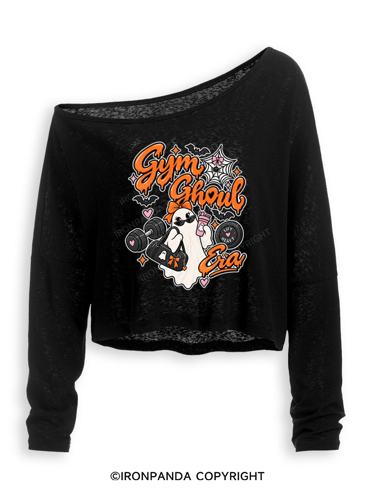 GYM GHOUL ERA HALLOWEEN Off Shoulder Long Sleeve Crop Top