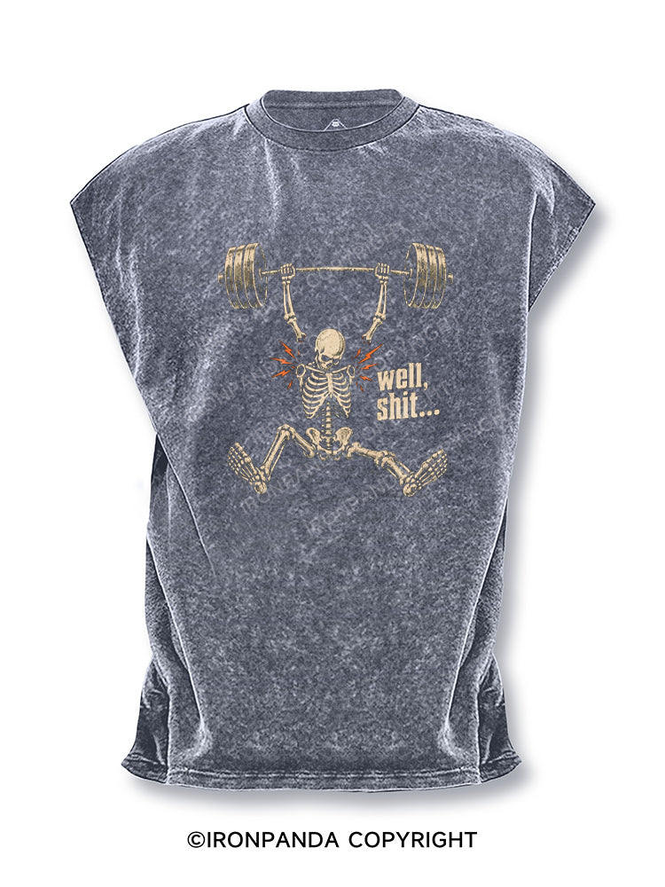 Skeleton Weightlifting Well Shit Cut Off Tank