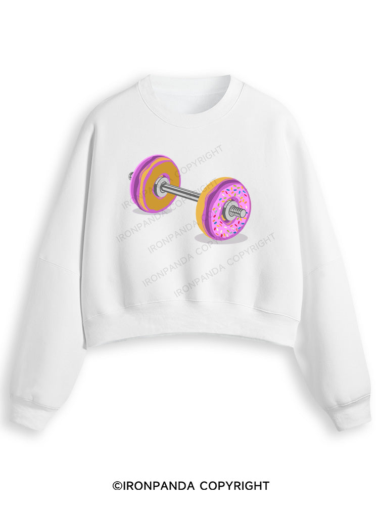 DONUT BARBELL Fleece Crop Sweatshirt