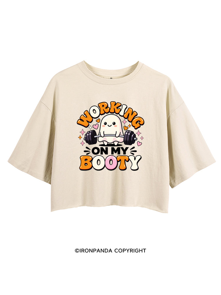 WORKING ON MY BOOTY FUNNY GHOST HALLOWEEN CROP TOPS