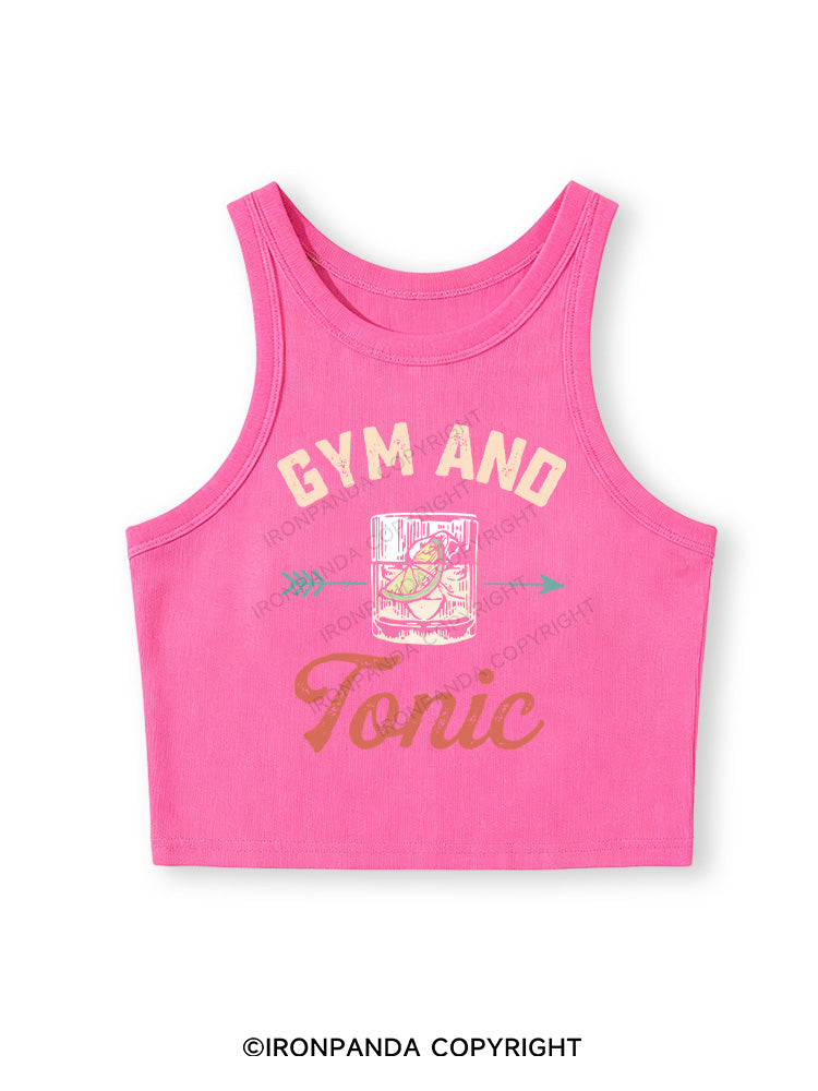 GYM AND TONIC GIN Fitted Crop Tank Top