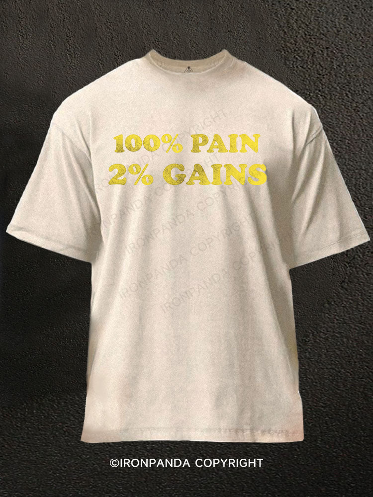 100% PAIN 2% GAINS Washed Gym Shirt