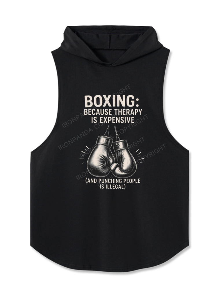 Boxing Because Therapy Is Expensive Hooded Tank