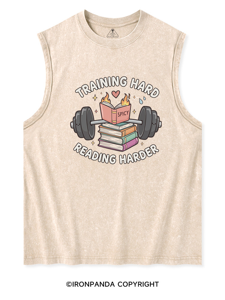 TRAINING HARD READING HARDER Washed Tank