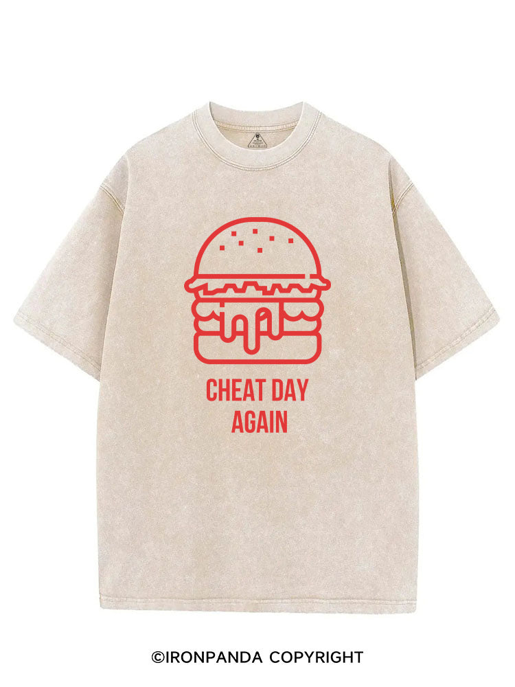 CHEAT DAY AGAIN HAMBURGER VINTAGE GYM SHIRT