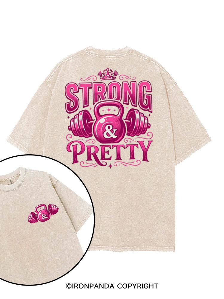 STRONG & PRETTY STRONG VIBES printed Gym Shirt