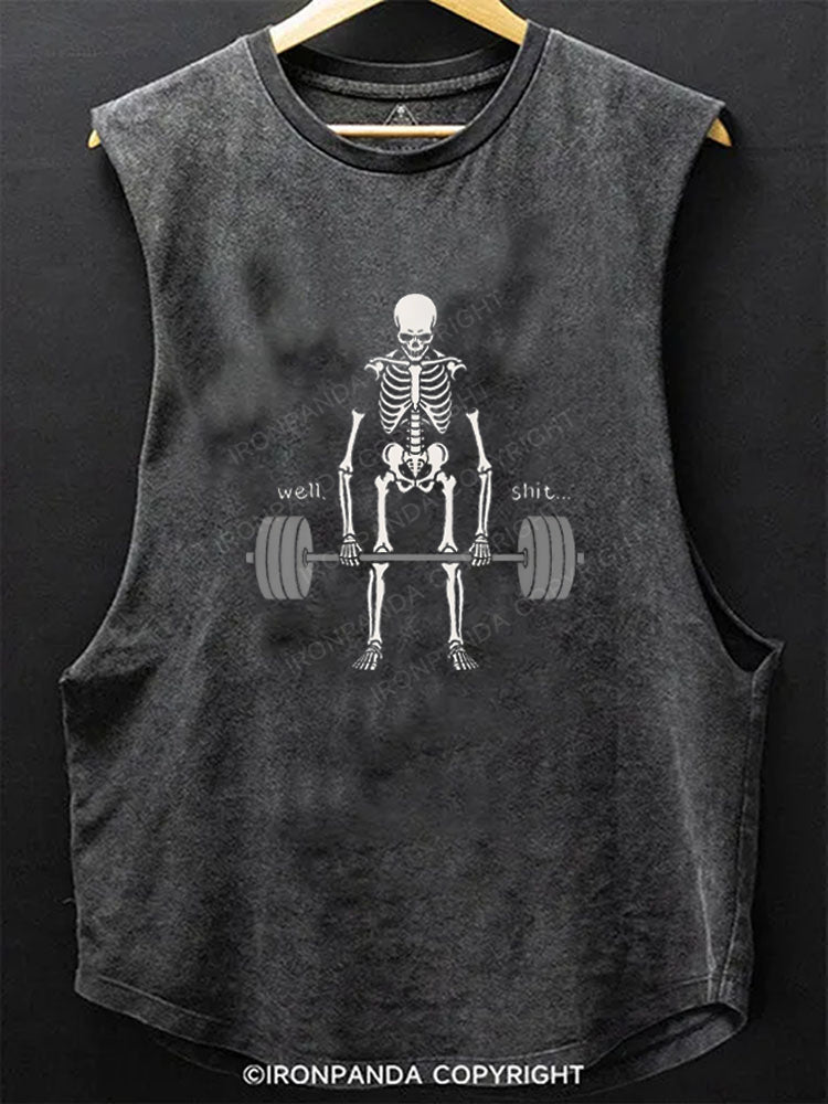 Well Shit Gym Skeleton Weightlifting Scoop Bottom Cotton Tank