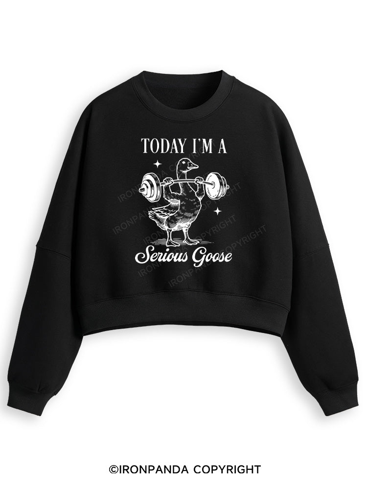 TODAY I'M A Serious Goose Fleece Crop Sweatshirt
