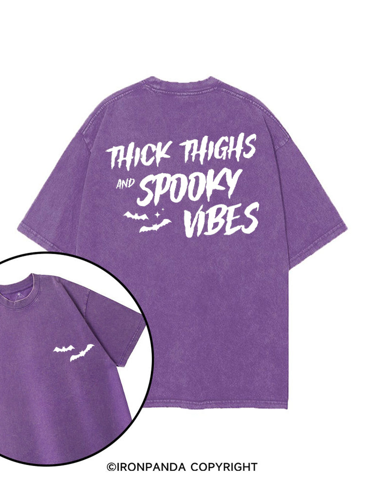 THICK THIGHS AND SPOOKY VIBES HALLOWEEN SEASON printed Gym Shirt