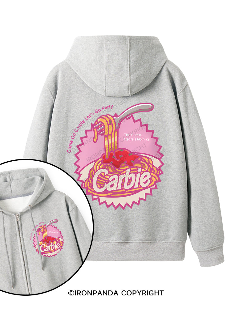 Carbie I Love Carbs Bread Pasta Pizza Double-Sided Printed Fleece Zip Up Hoodie