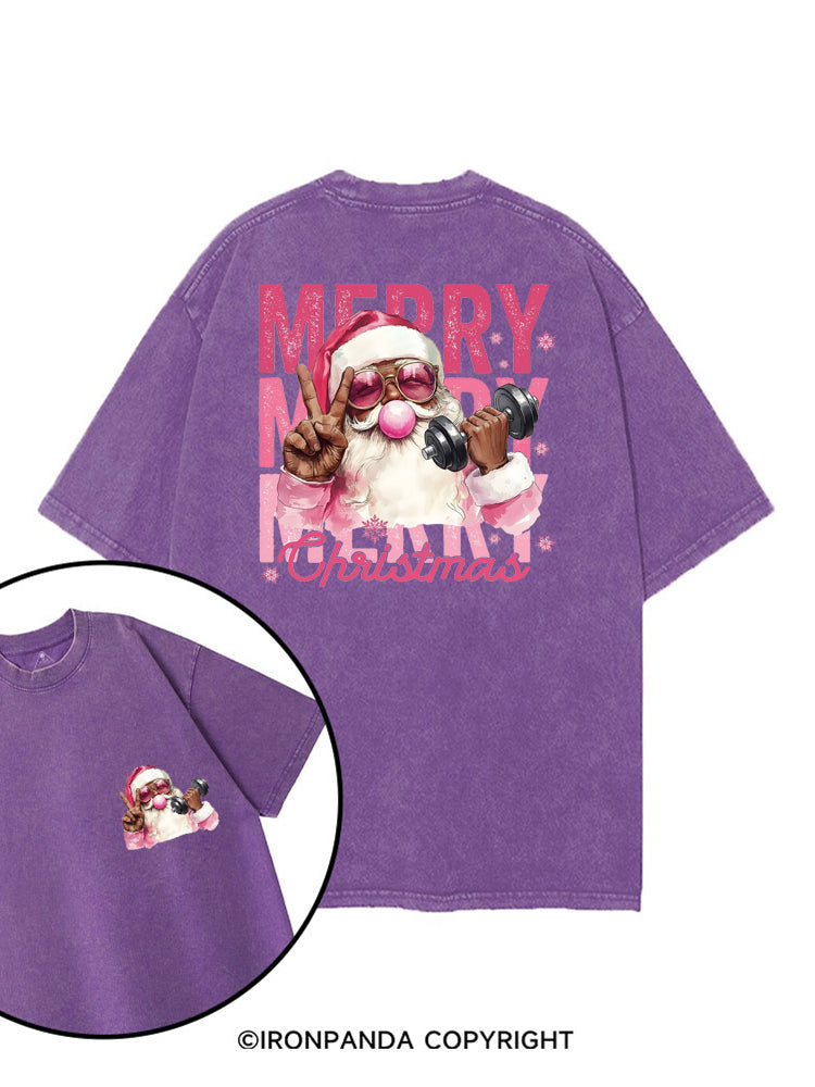 merry merry merry Christmas printed Gym Shirt
