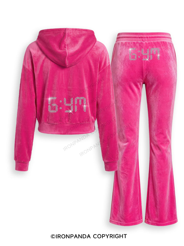 G:YM Rhinestone Velvet Tracksuit Set
