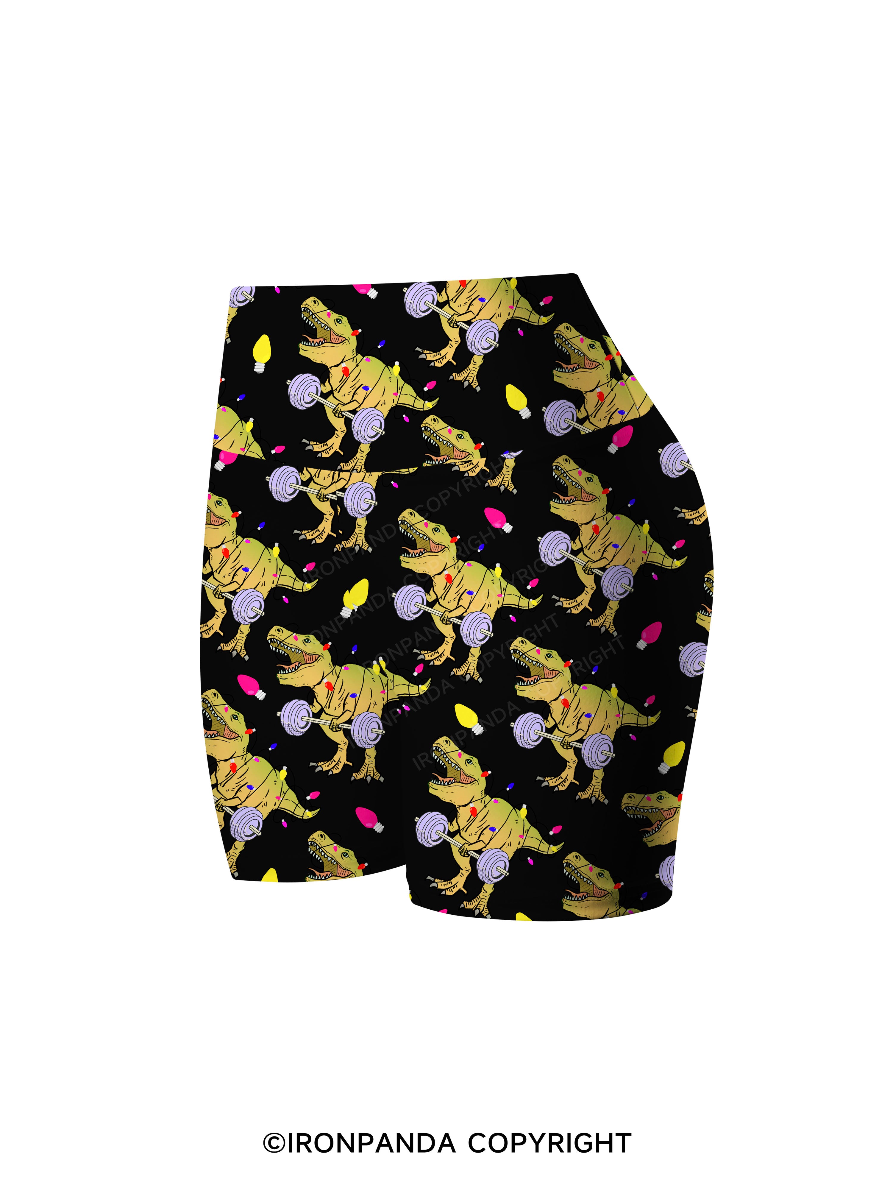Christmas Dinosaur Printed Yoga Cycling Shorts