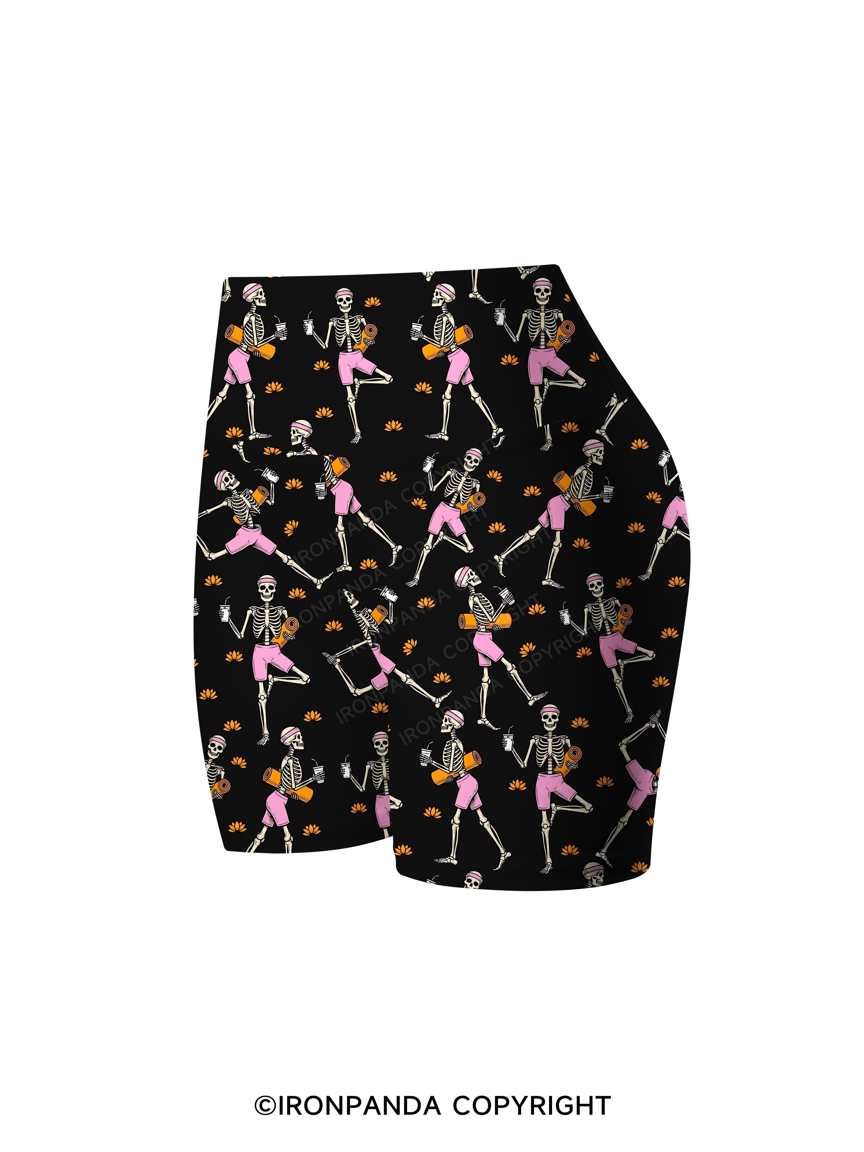SKELETON YOGA FITNESS Printed Yoga Cycling Shorts