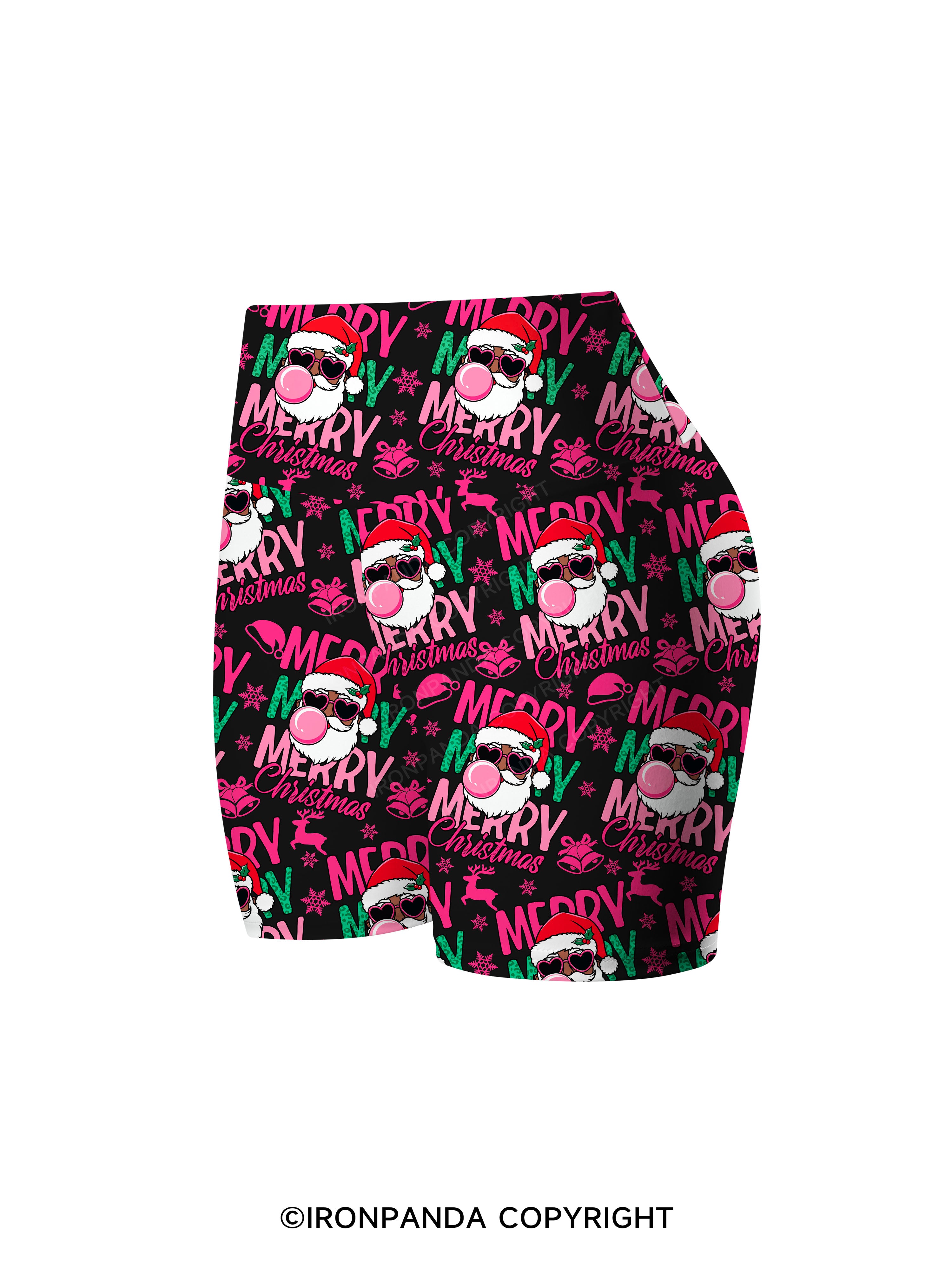 MERRY MERRY MERRY CHRISTMAS Printed Yoga Cycling Shorts