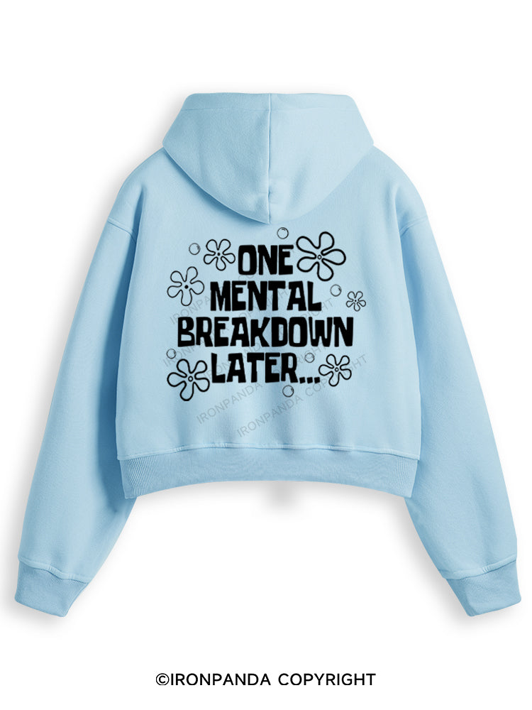 ONE MENTAL BREAKDOWN LATER Fleece Crop Zip Up Hoodie