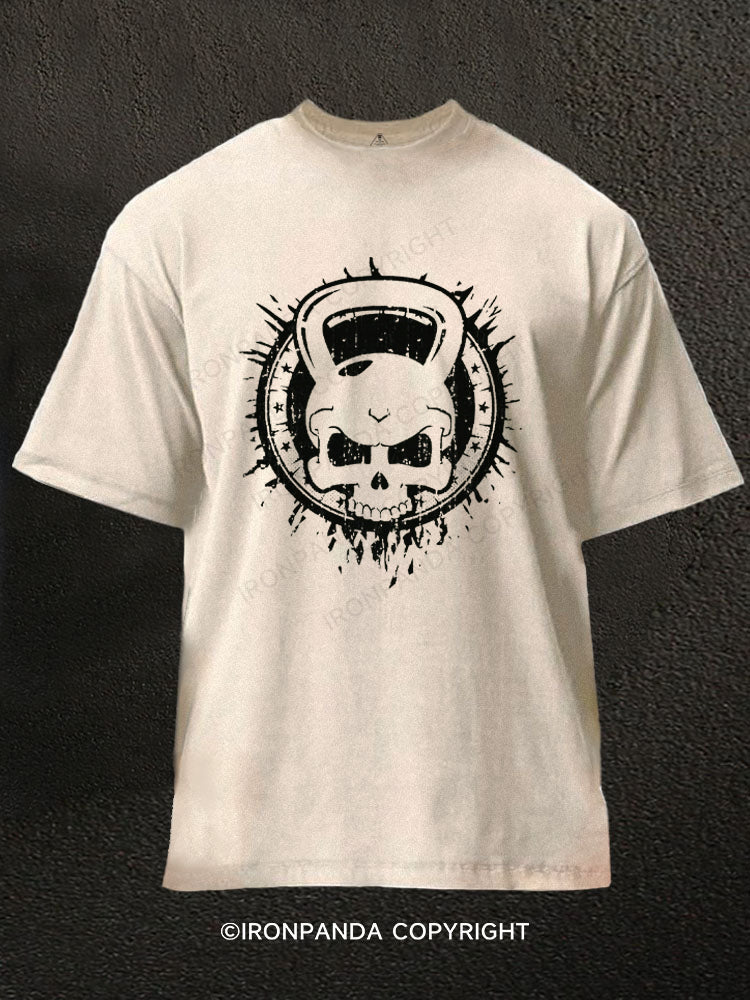 Kettlebell Skull Washed Gym Shirt