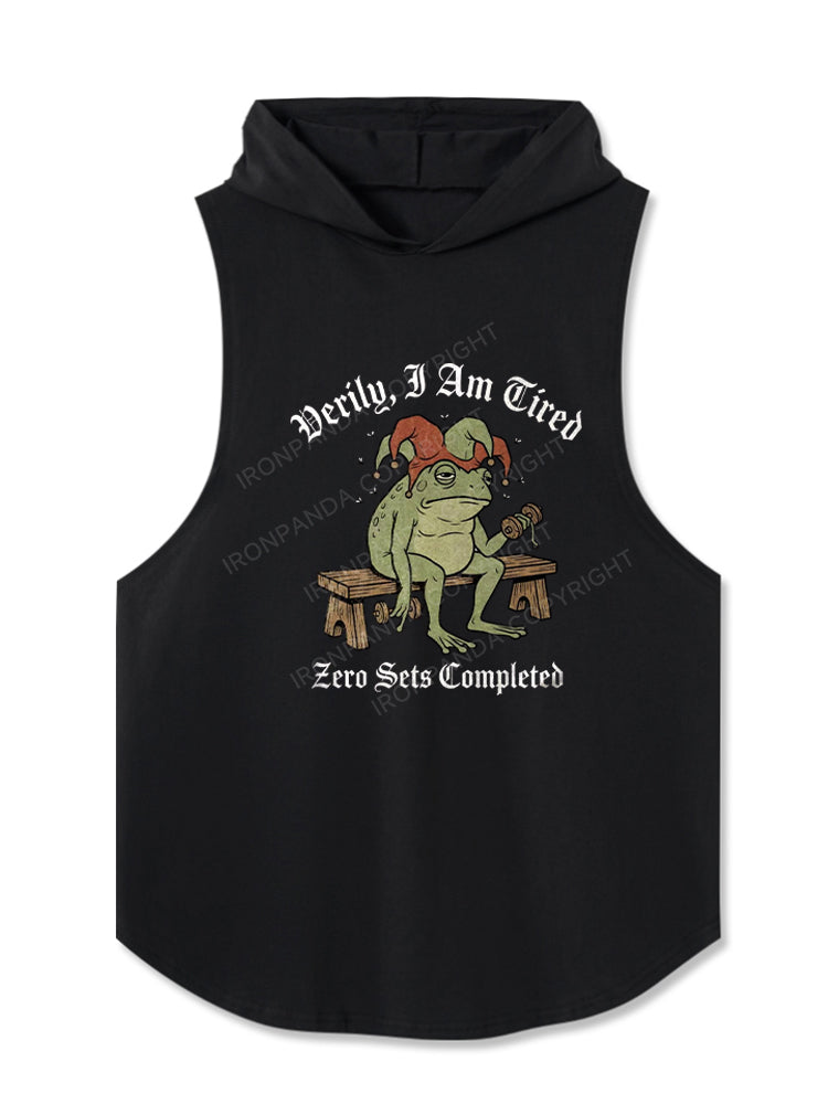 Medieval Frog Verily, I Am Tired Hooded Tank