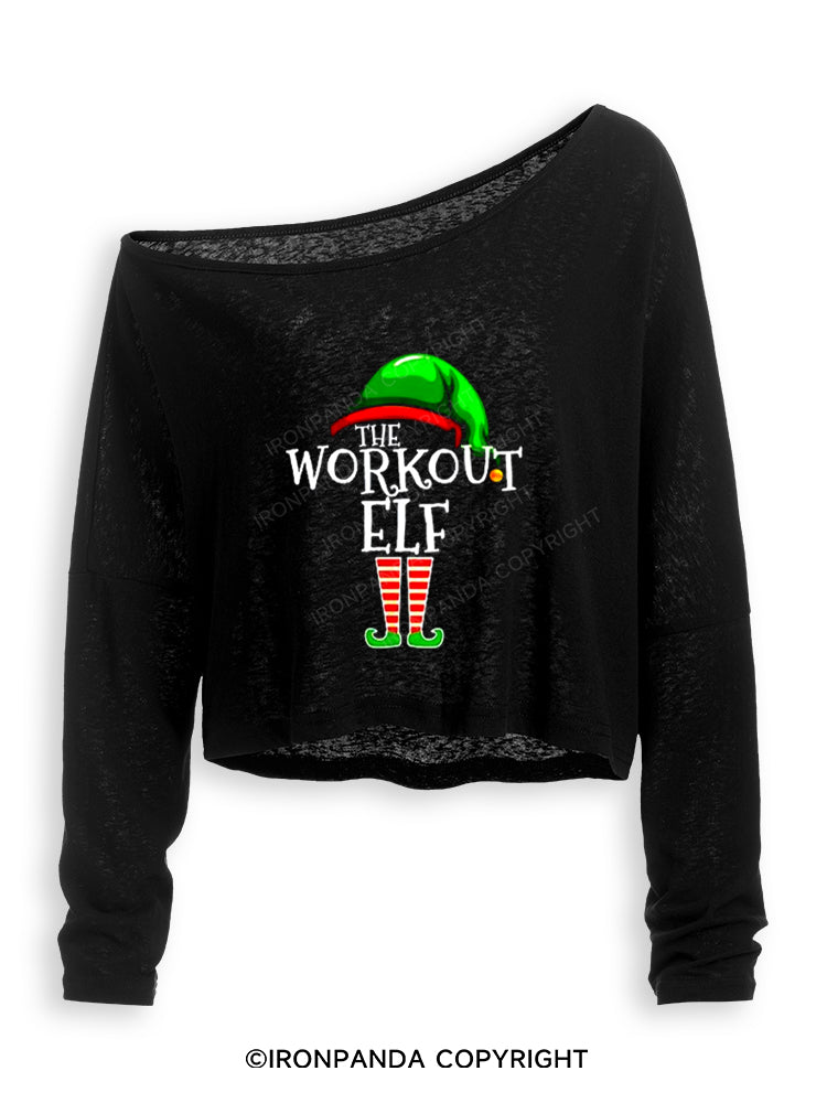 THE WORKOUT ELF Off Shoulder Long Sleeve Crop Top