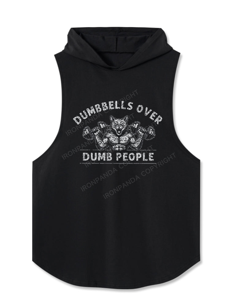 DUMBBELLS OVER DUMB PEOPLE FUNNY CAT Hooded Tank