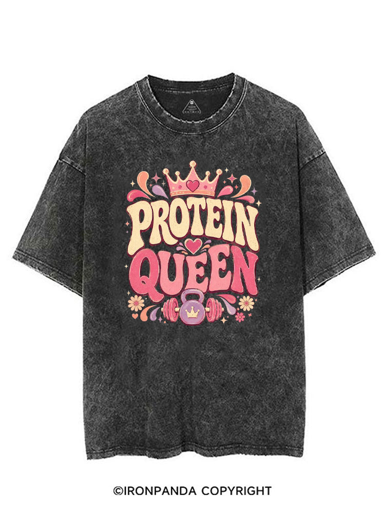PROTEIN QUEEN FUNNY WORKOUT VINTAGE GYM SHIRT