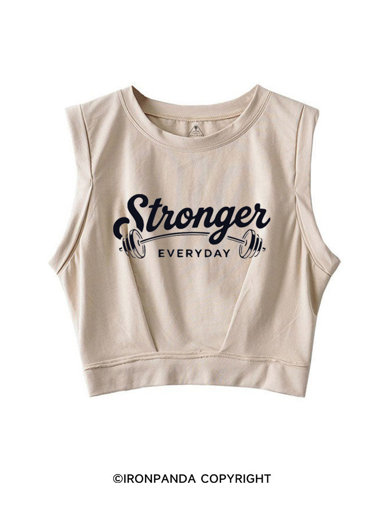 STRONGER EVERYDAY POSITIVE GYM SLEEVELESS CROP TOPS