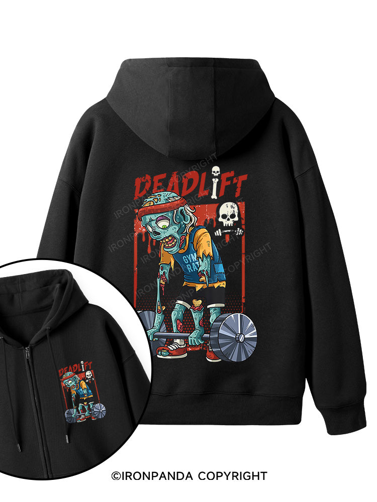 deadlift zombie Double-Sided Printed Fleece Zip Up Hoodie