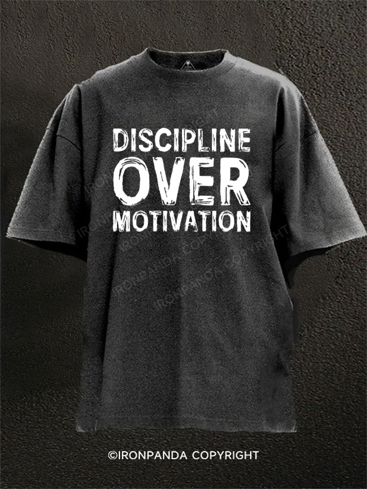 Discipline Over Motivation Washed Gym Shirt