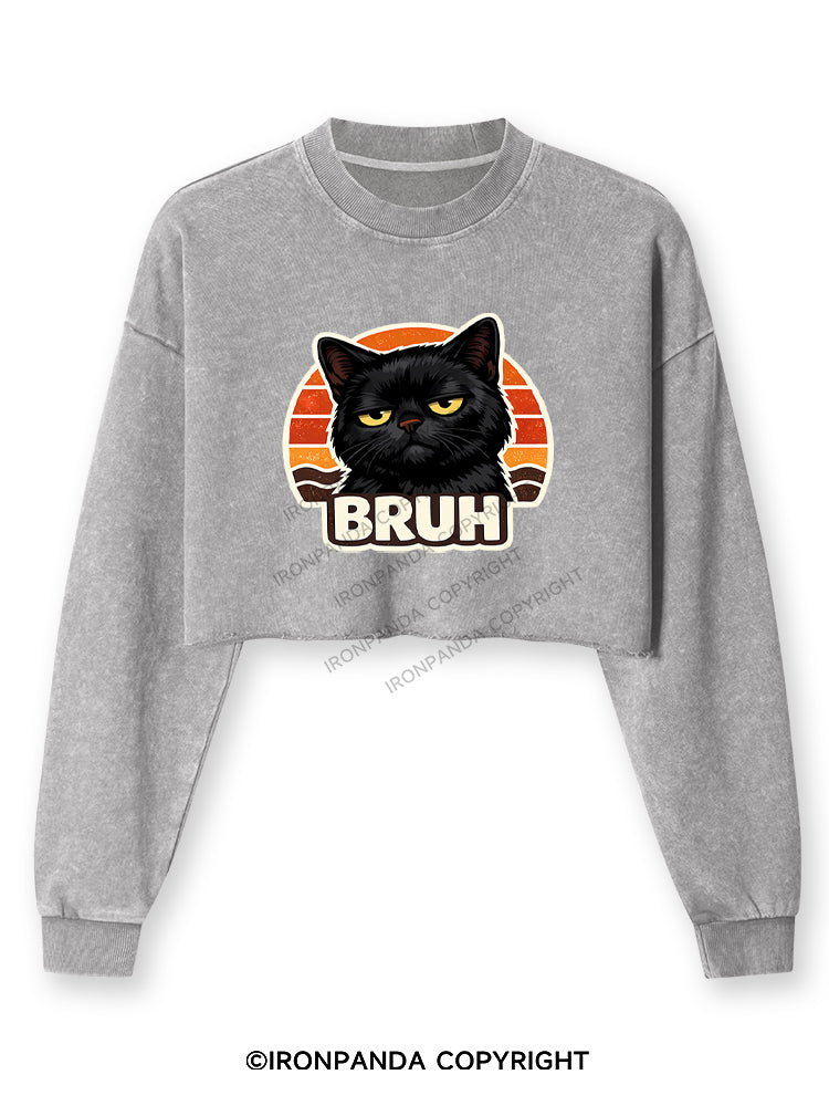 BRUH Washed Long-Sleeve Crop Top