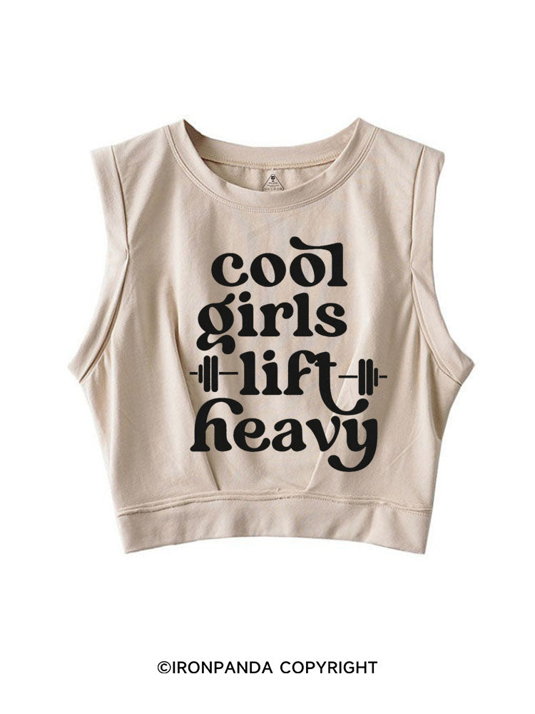 COOL GIRLS LIFT HEAVY CUTE RETRO SLEEVELESS CROP TOPS