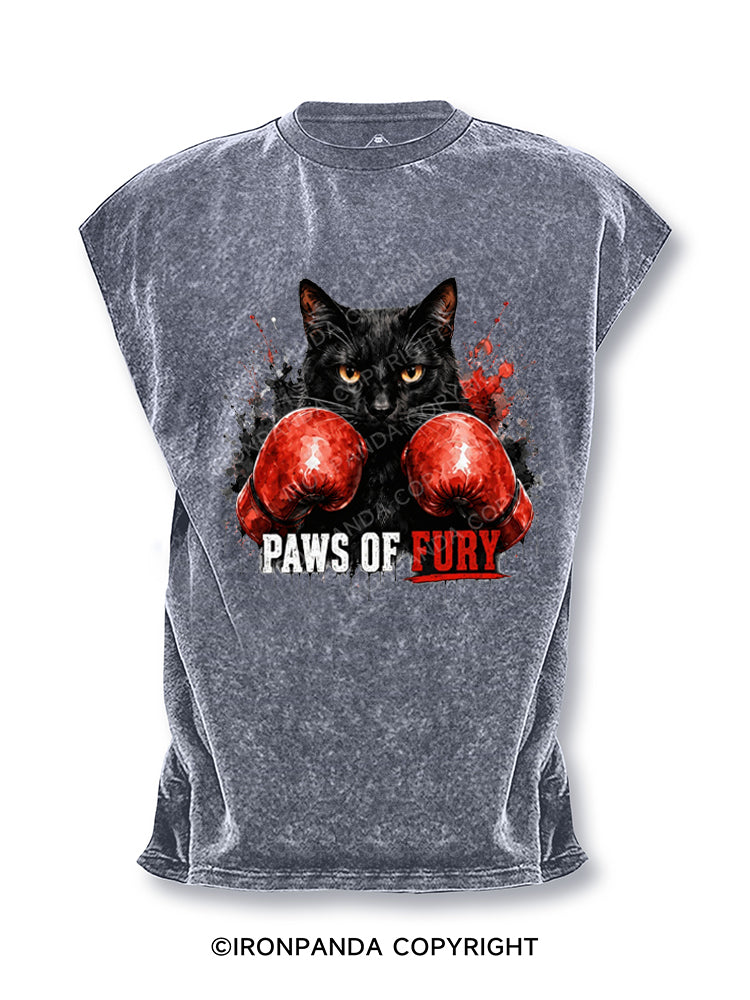 Paws of Fury Feline Boxer Cat Fighting Cut Off Tank