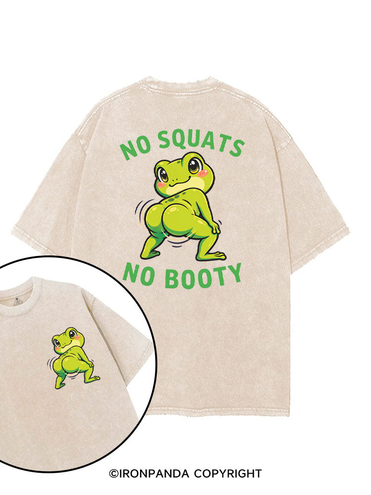 NO SQUATS NO BOOTY Frog twerking squatting printed Gym Shirt