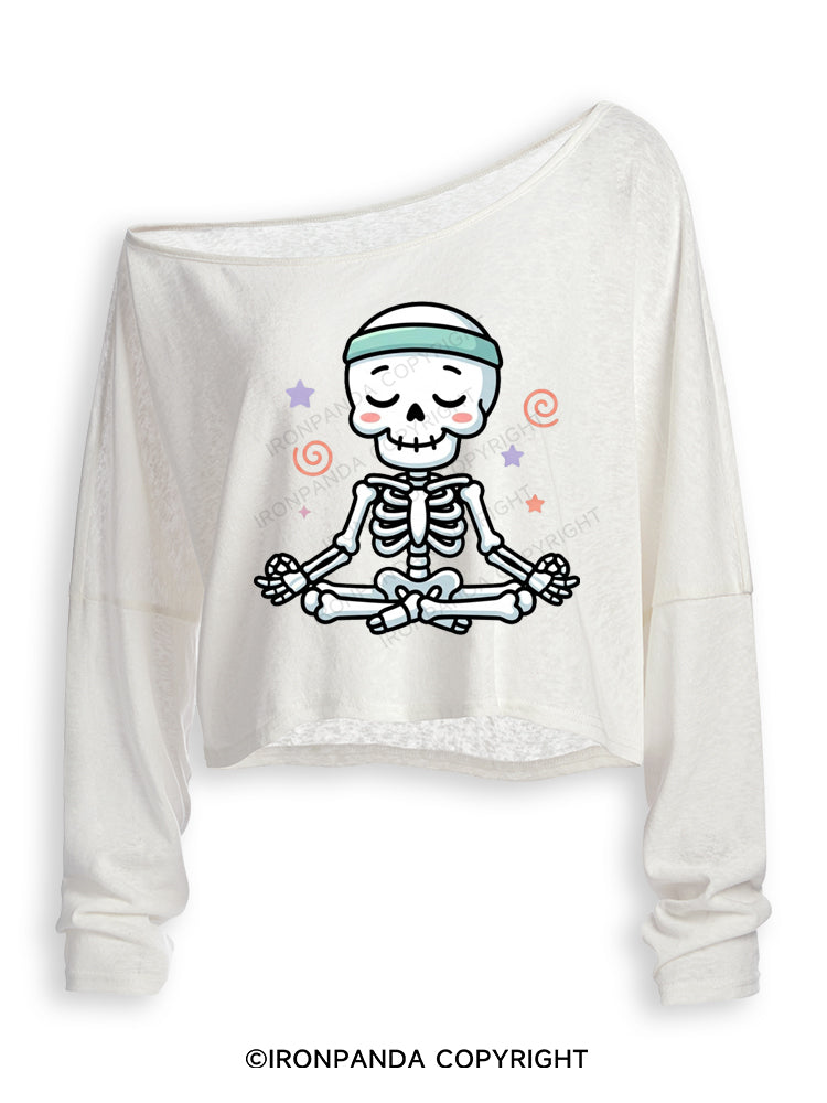 MINDFUL BONES Off Shoulder Long Sleeve Crop Top