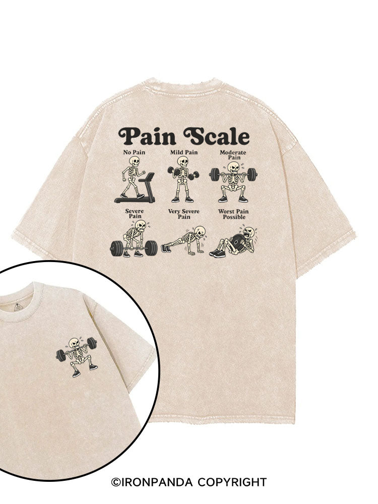 Pain Scale Skeleton printed Gym Shirt