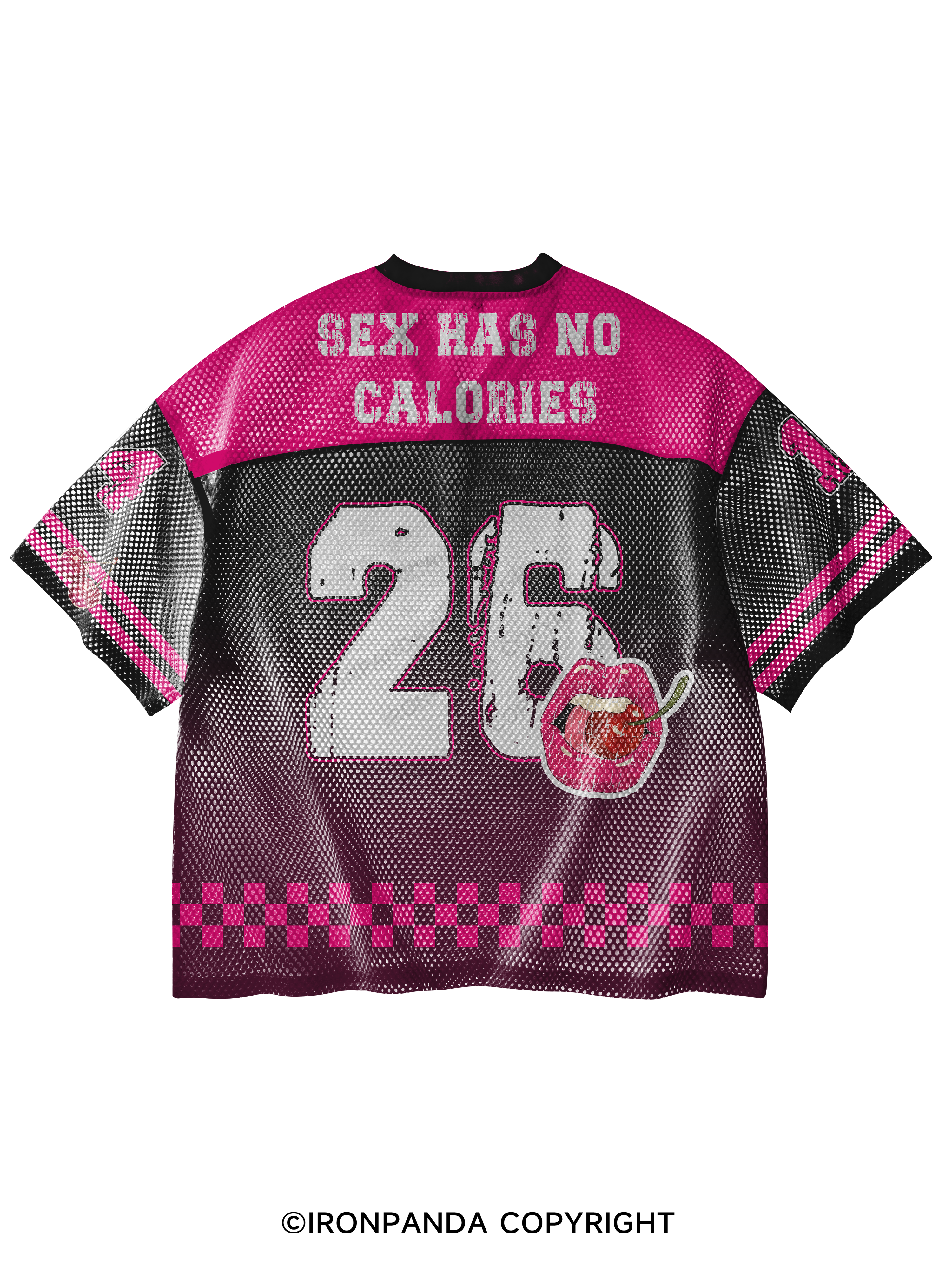 SEX HAS NO CALORIES V-Neck Open Hole Mesh Top