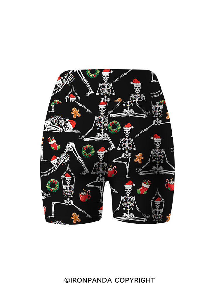 Skeleton Yoga Christmas Printed Yoga Cycling Shorts