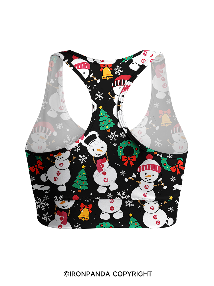 Sweatin with my Snowmies Racerback Sports Bra