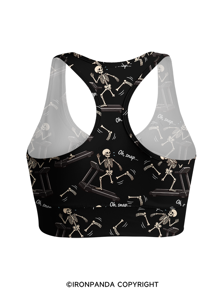 Oh Snap Funny Skeleton Racerback Sports Bra