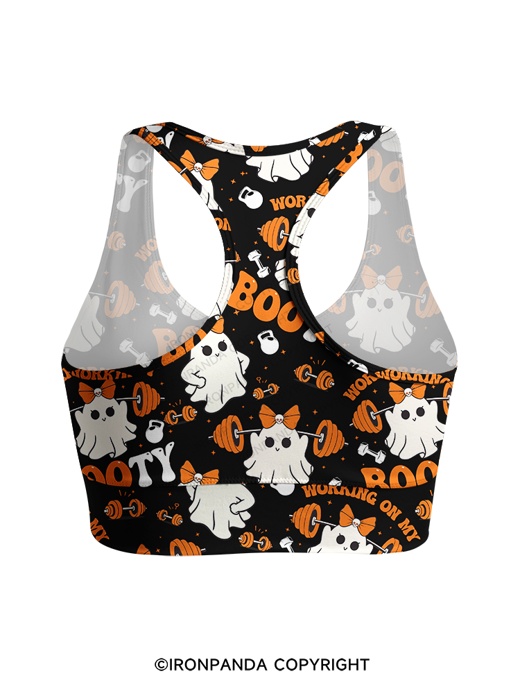 Working On My Booty Racerback Sports Bra