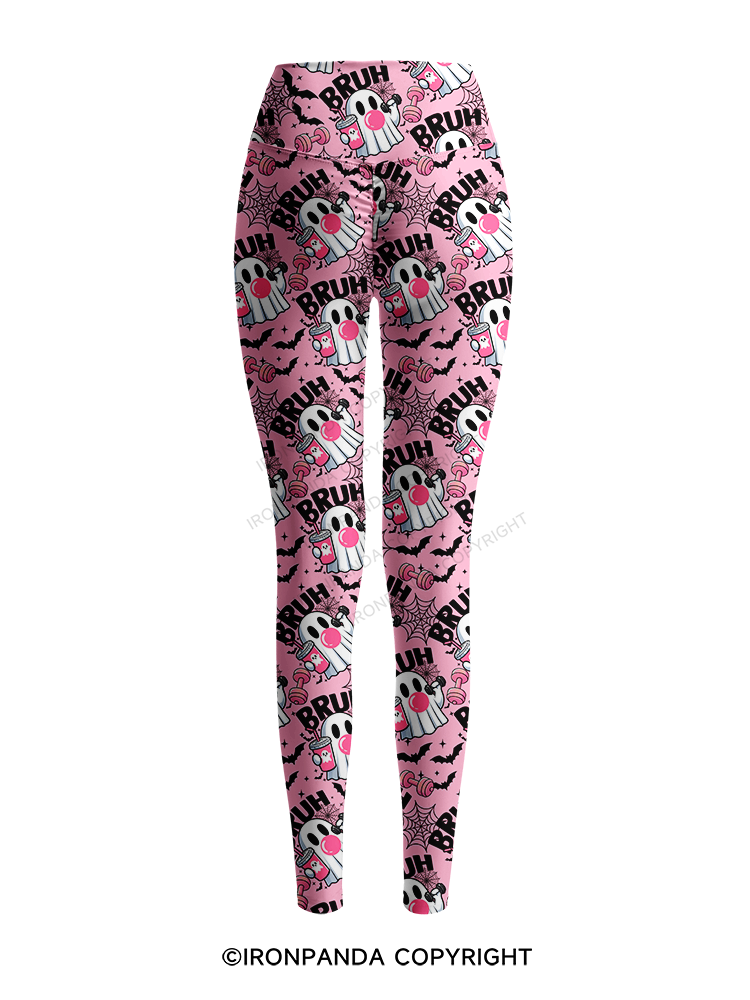 Bruh Ghost Workout Printed Yoga Pants