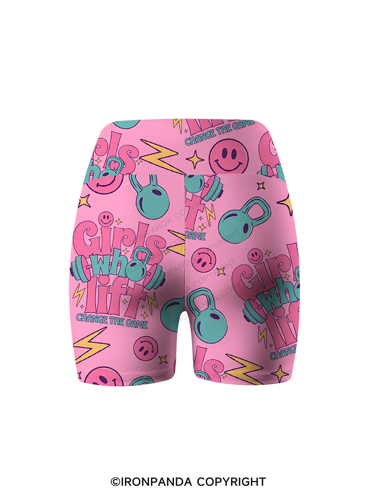 Girls who lift change the game Printed Yoga Cycling Shorts