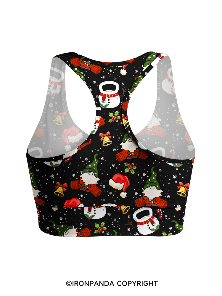 CHRISTMAS KETTLEBELL GNOMES Racerback Sports Bra
