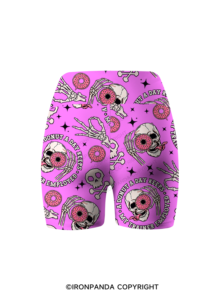 A Donut A Day Keeps My Trainer Employed Printed Yoga Cycling Shorts