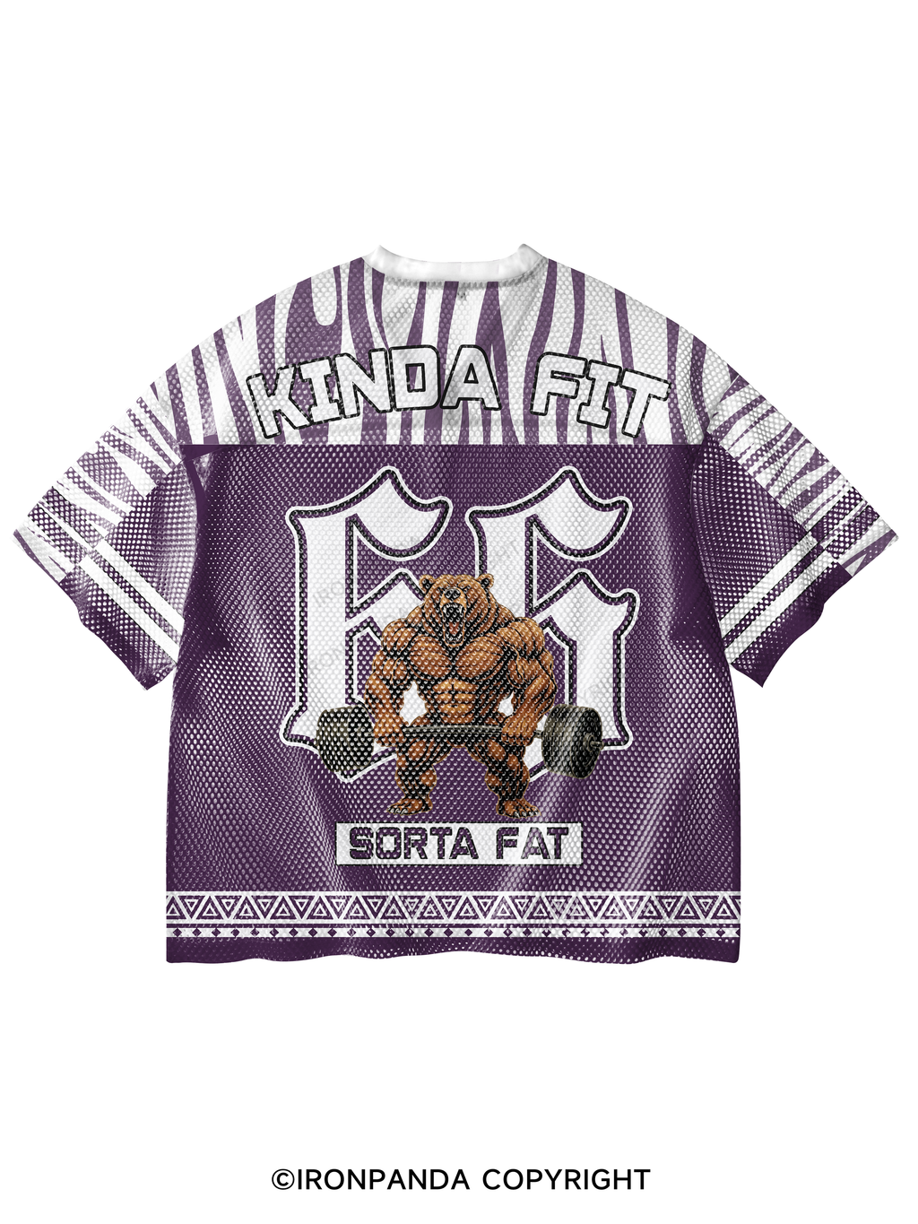 Kinda Fit Sorta Fat Funny Gym Bear V-Neck Open Hole Mesh Top