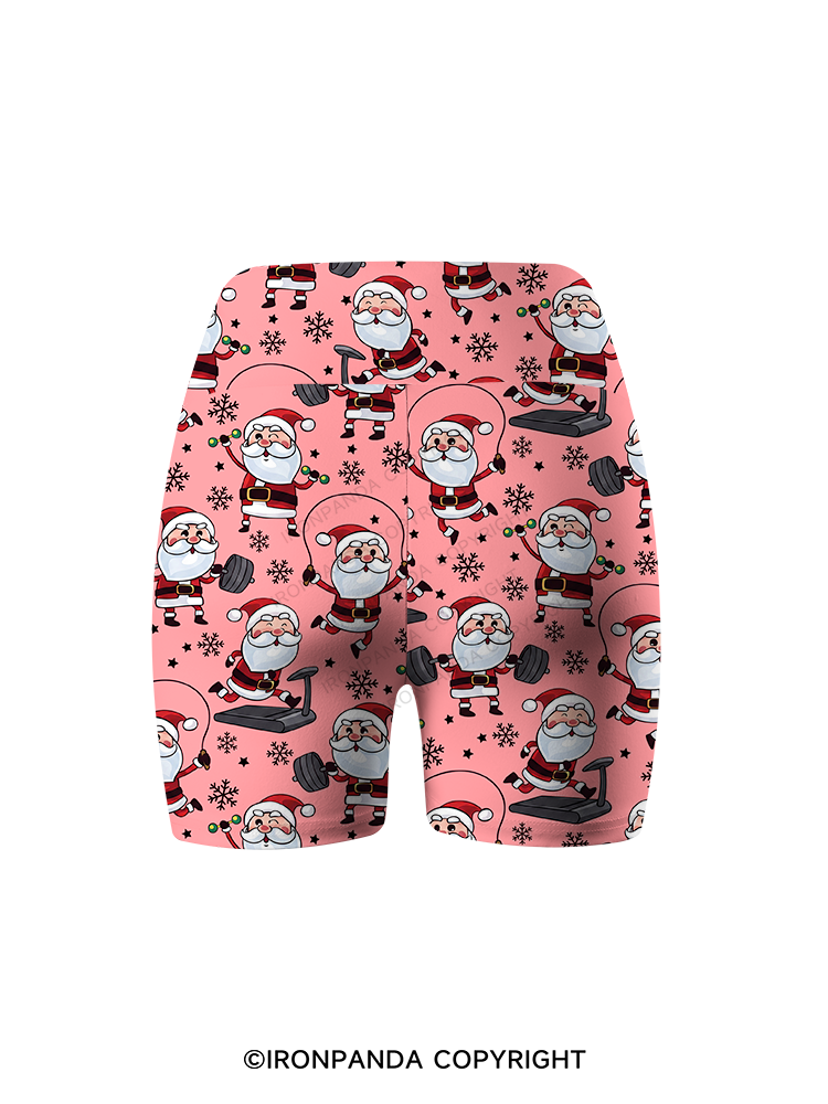 Funny Santa Claus Gym Printed Yoga Cycling Shorts