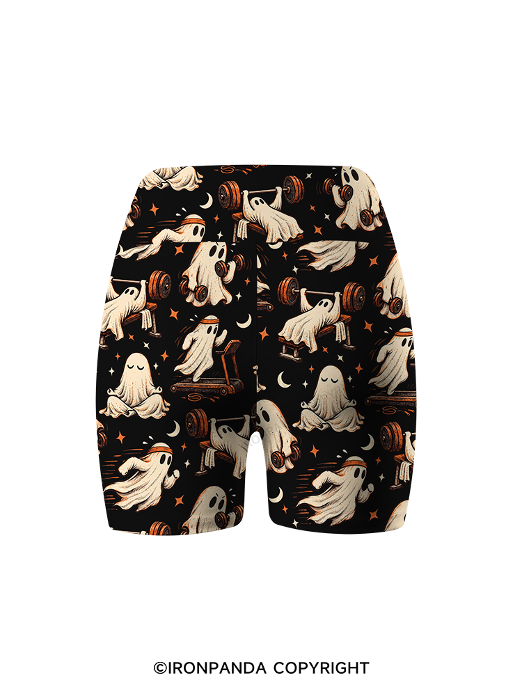 Funny Ghost Weightlifting Fitness Printed Yoga Cycling Shorts